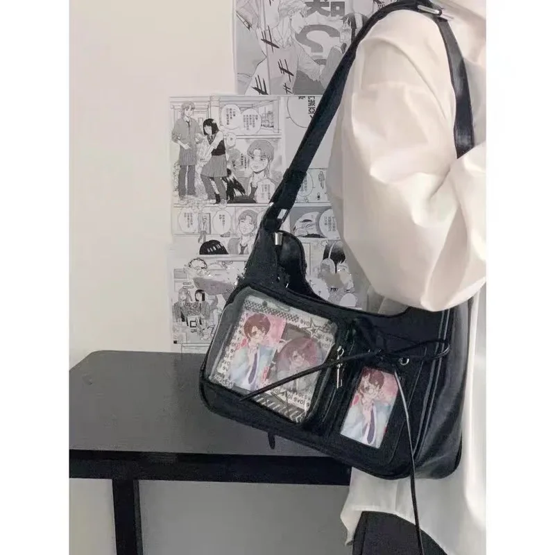Y2k Harajuku Shoulder Bag For Women, Transparent Ita Bag From South Korea, School Crossbody Bag, Handbag, Wallet