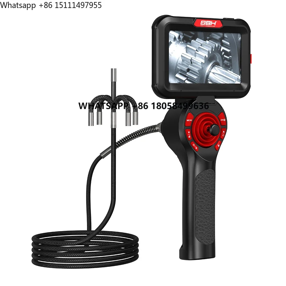 360° Joystick Articulating Borescope 6mm 4 Ways Automotive Endoscope Inspection  with 8 Adjustable LED Lights