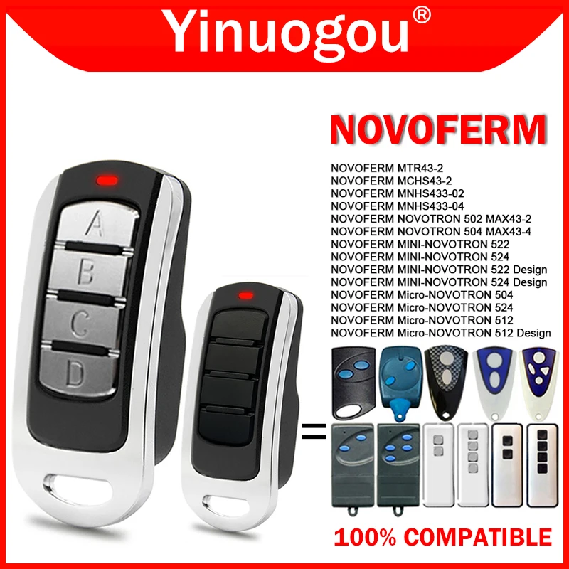 

NOVOFERM NOVOTRON 502 MAX43-2 504 MAX43-4 512 522 524 MTR43-2 MCHS43-2 MNHS433-02 MNHS433-04 Garage Door Remote Control 433MHz