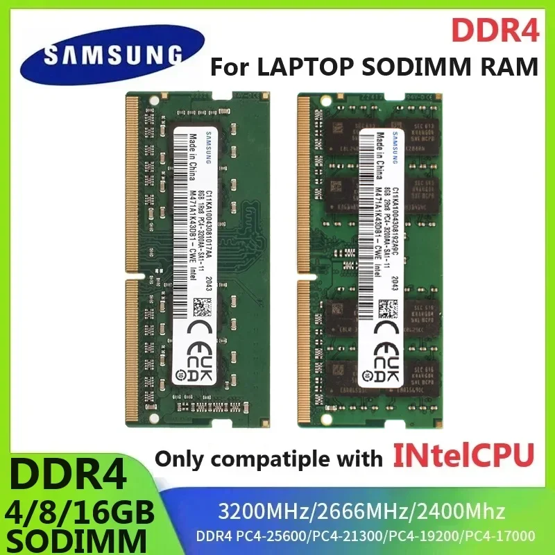 

Memory DDR4 SODIMM RAM 4GB 8GB 3200MHz 16GB 2666Mhz 2400MHz Ram Laptop Memoria CPU PC4 2400T 2666V 3200 LAPTOP