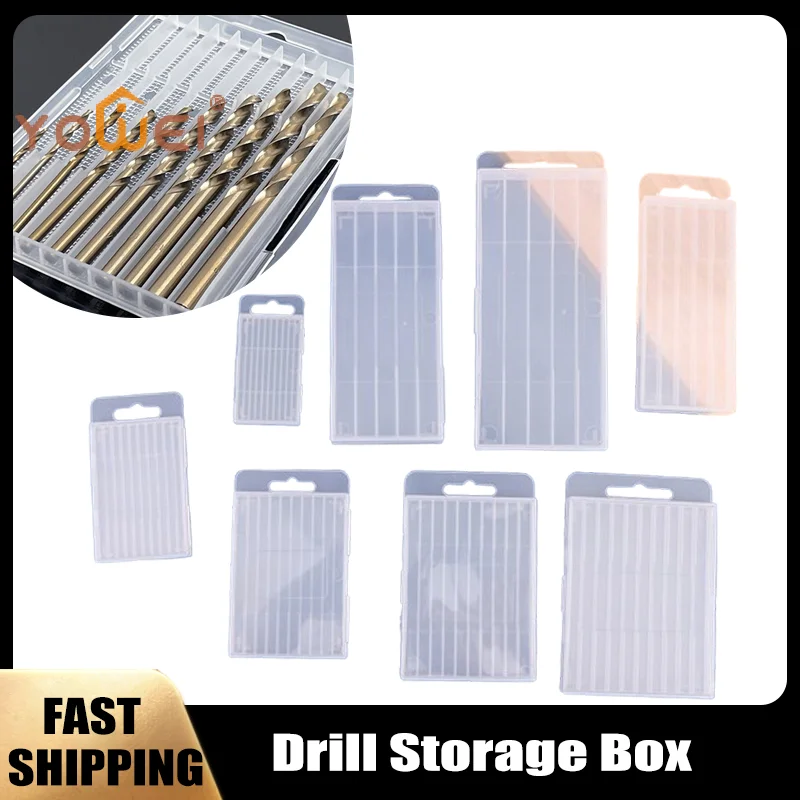 5/10 Hole Twist Drill Empty Box Plastic Transparent Packaging Case Toolbox Accessories Woodworking Drill Bit Tool Storage Boxes