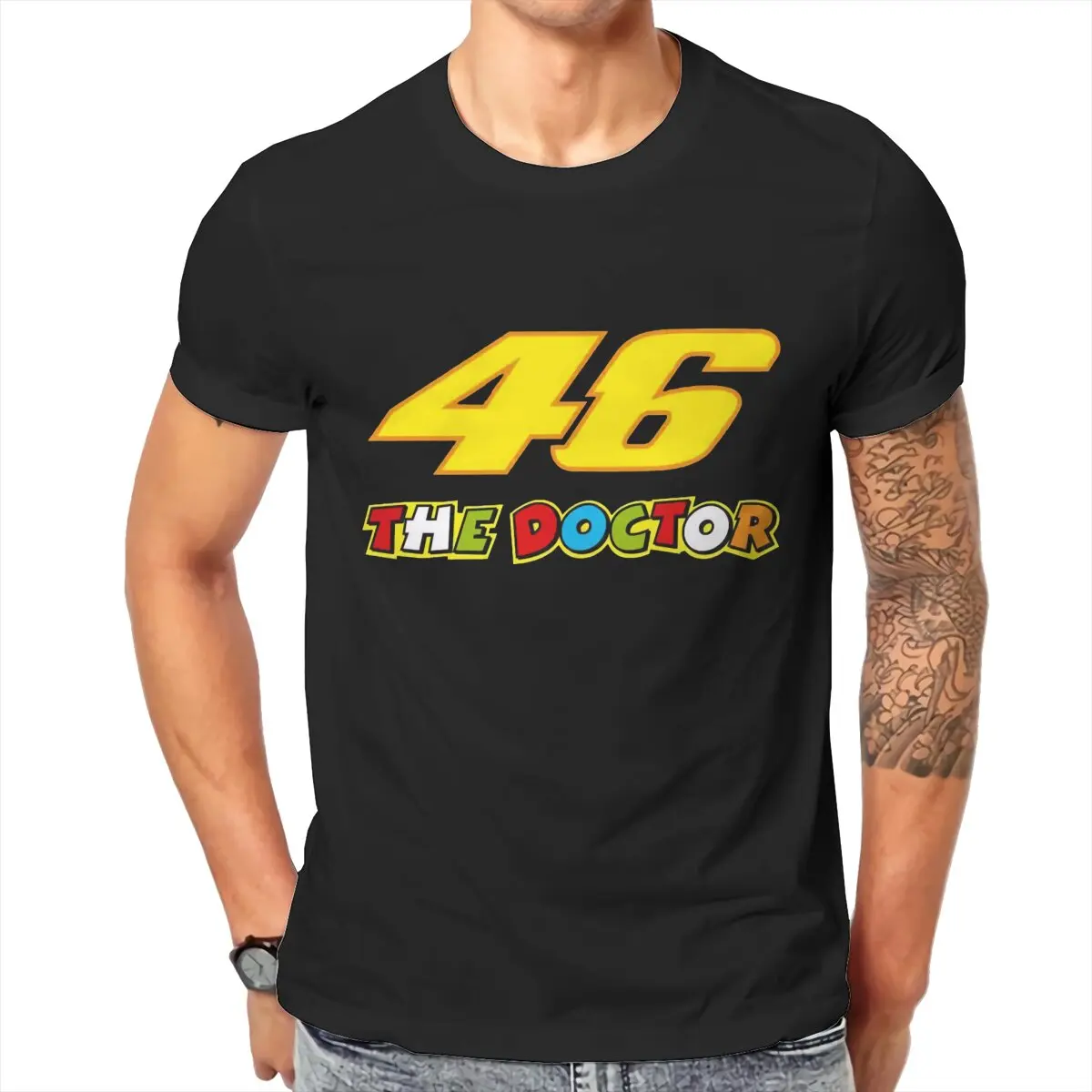 Men The Doctor Motorcycle Racing Driver Lucky #46 T-Shirt Crewneck Cotton Style Rossi Race Hipster Ofertas O Neck Graphic Tshirt