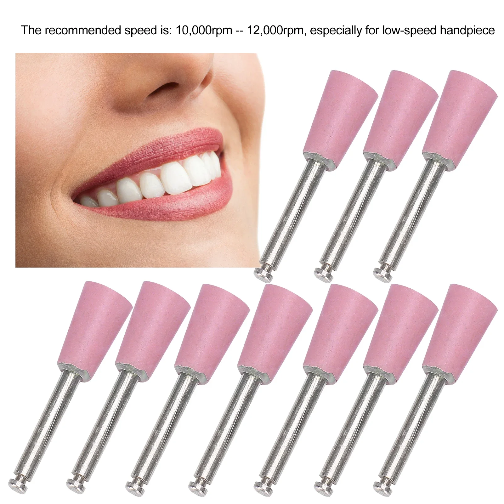 10pcs Dental Silicone Tooth Polishing Burs Silicone Polisher Drill Bits Dental Low Speed Grinding Head