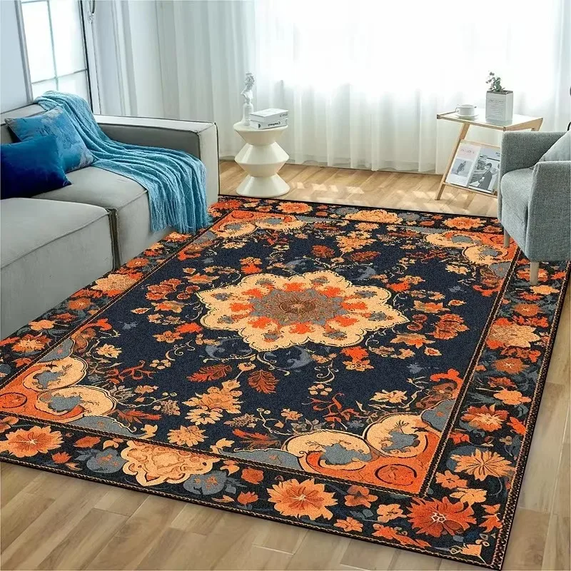 Abstract Geometric Area Rug Red Black White Wavy Pattern Floor Mat Modern Minimalist Carpet for Living Room Bedroom Home Deco
