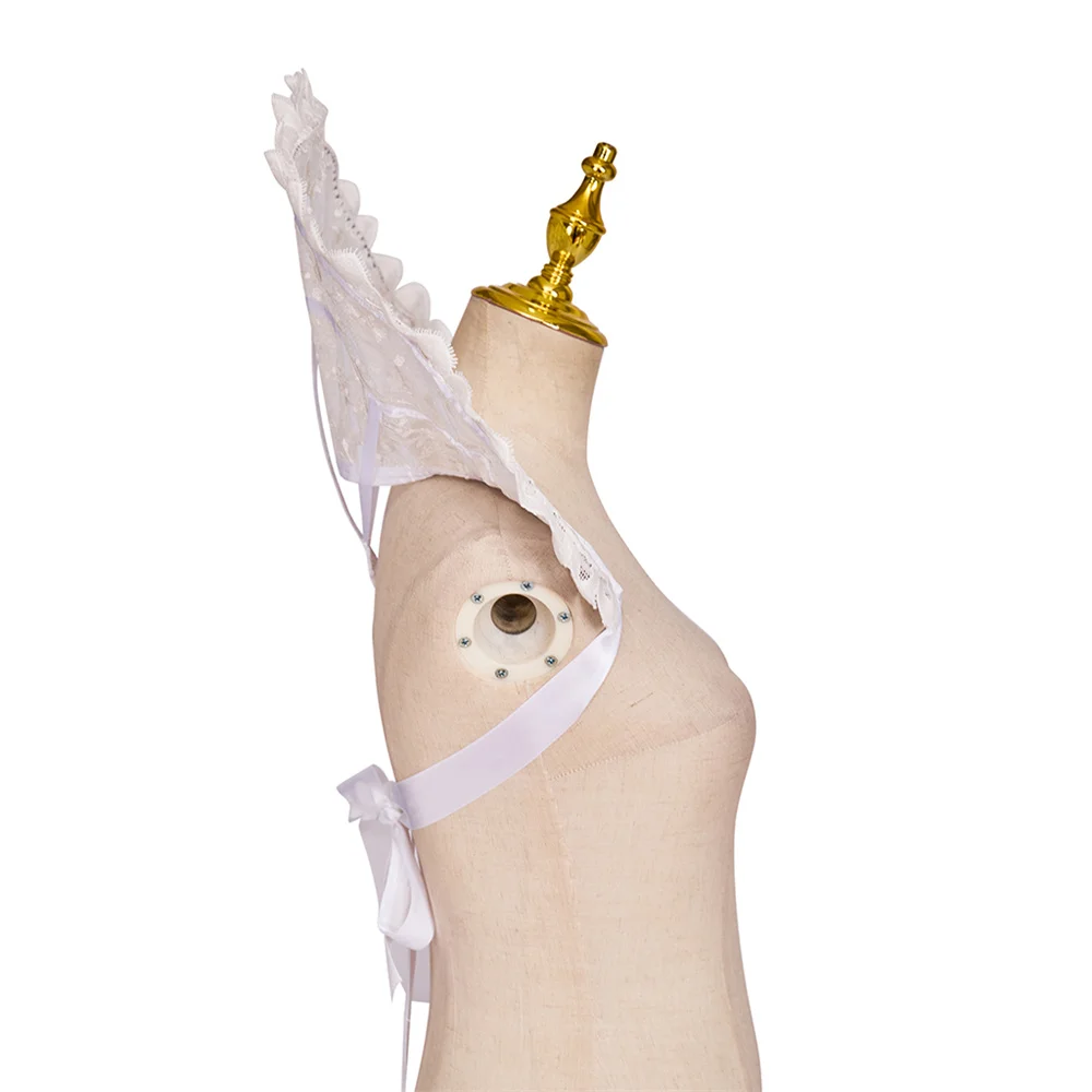 Elizabeth Queen-Cape de Cosplay Gothique en Dentelle, Col Montant, Rond, Blanc, Accessoire