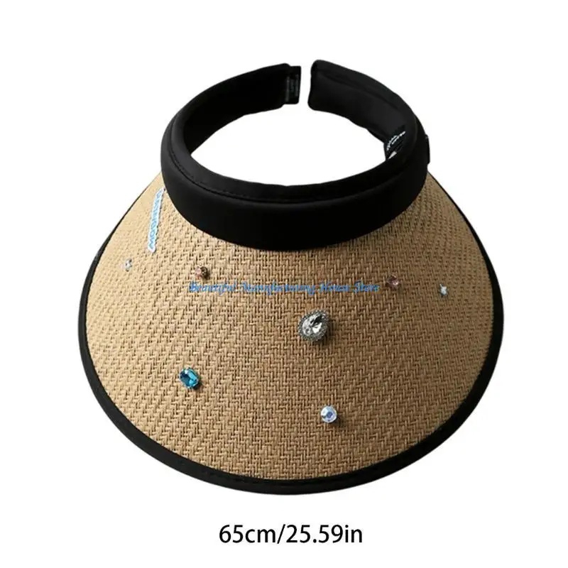 E56A y2k أحجار الراين قناع المرأة القش قناع جولف قناع الشمس قناع الشاطئ قناع قبعة الشمس #6