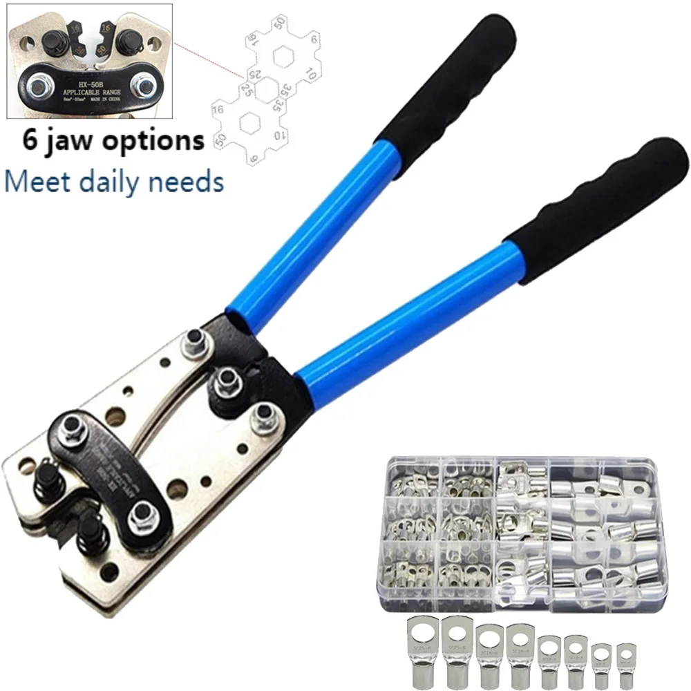 hx-50b-圧着ペンチ-6-50-ミリメートル-awg-22-10-車の自動車銅リング裸ケーブルバッテリー端子ラグ六角圧着工具ケーブル端子プライヤー