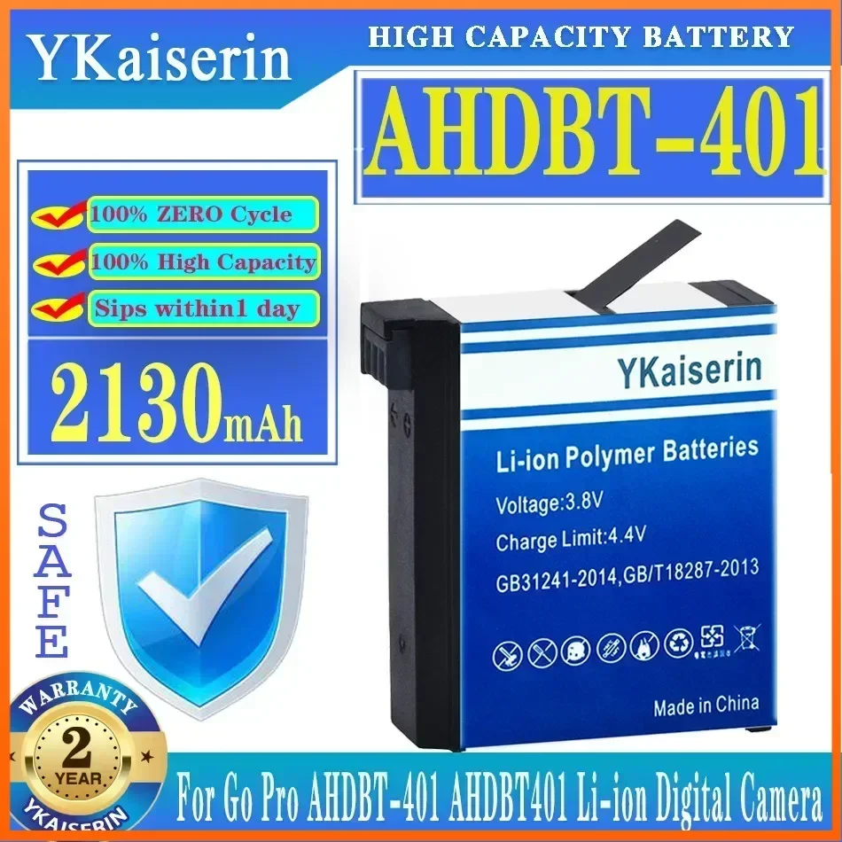 YKaiserin 2130mAh AHDBT401 Replacement Battery for GoPro 4 GoPro4 HD Hero 4 Hero4 for Go Pro AHDBT-401 Digital Camera Batteries