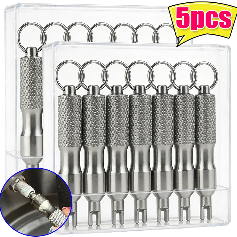 

Universal Portable Keychain Valve Core Remover Tool Stainless Steel Key Ring Spanner for Car Motorcycle ATV Bike Tire Repair