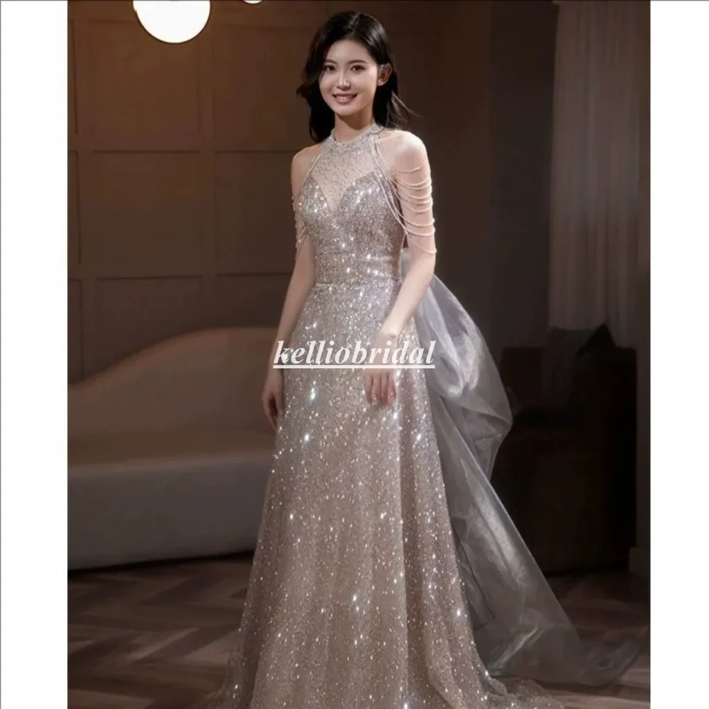 

Custom Made Exquisite Red Carpet Celebrity Dress With Tail Sequined Lace Mermaid Fashion Evening Party Gown LRF013