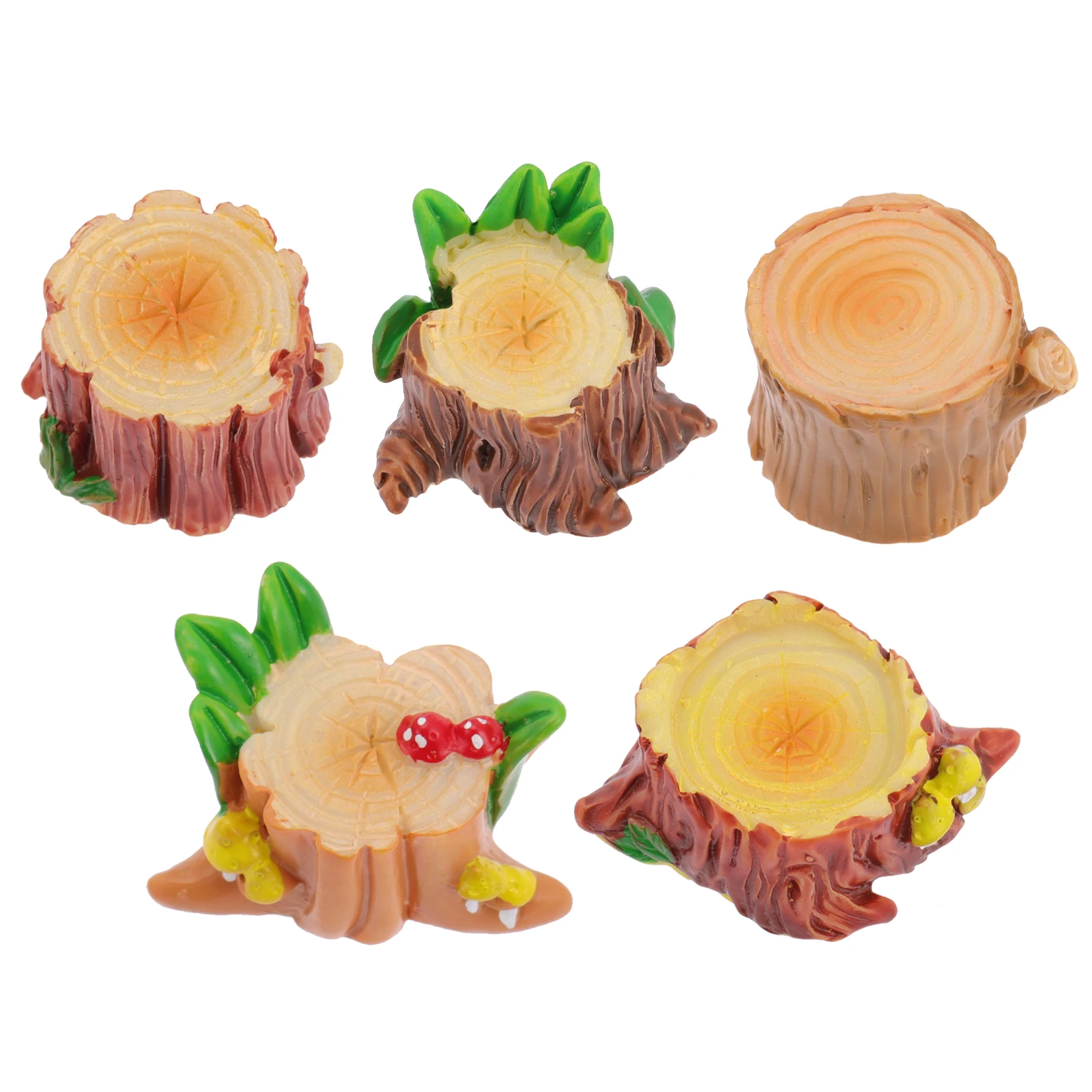 

5Pcs Tree Stump Decor Mini Resin Stump for Micro Landscape Garden Yard Balcony DIY Bonsai Ornament Sand Table Supplies