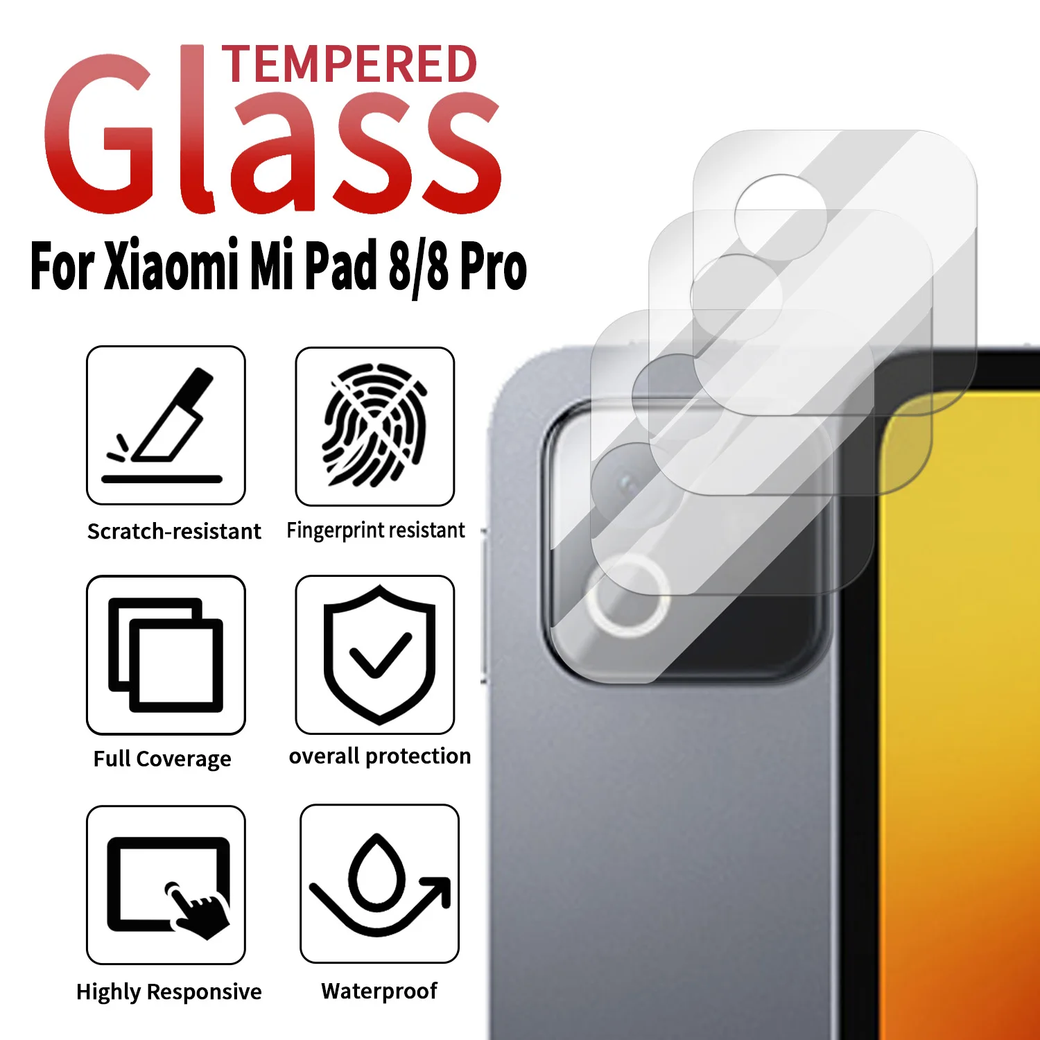 

Для Xiaomi Mi Pad 8/8Pro задняя камера объектив закаленное стекло пленки для Mi Pad 8 Tablet Rear Len HD прозрачная защитная пленка от царапин