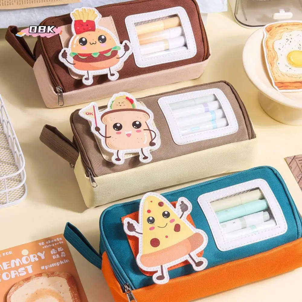 

Dirty-proof Dopamine Pencil Bag Large Capacity Cartoon Stationery Storage Bag Lightweight Polyester Pen Organizer Pouch Gift