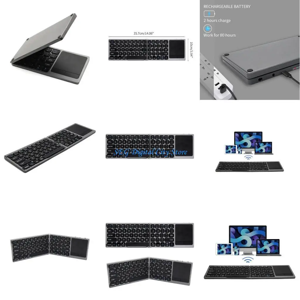 

U75B Wireless Folding Keyboard BluetoothCompatible Keyboard Keypad MultiFunctional Rechargeable for PhoneTablet Computer
