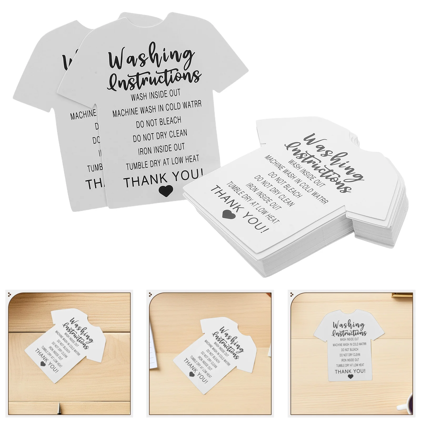 

300 шт. прочные бумажные бирки для рубашек, одежды, чистое руководство, простой стильный дизайн, этикетки для стирки для бизнеса