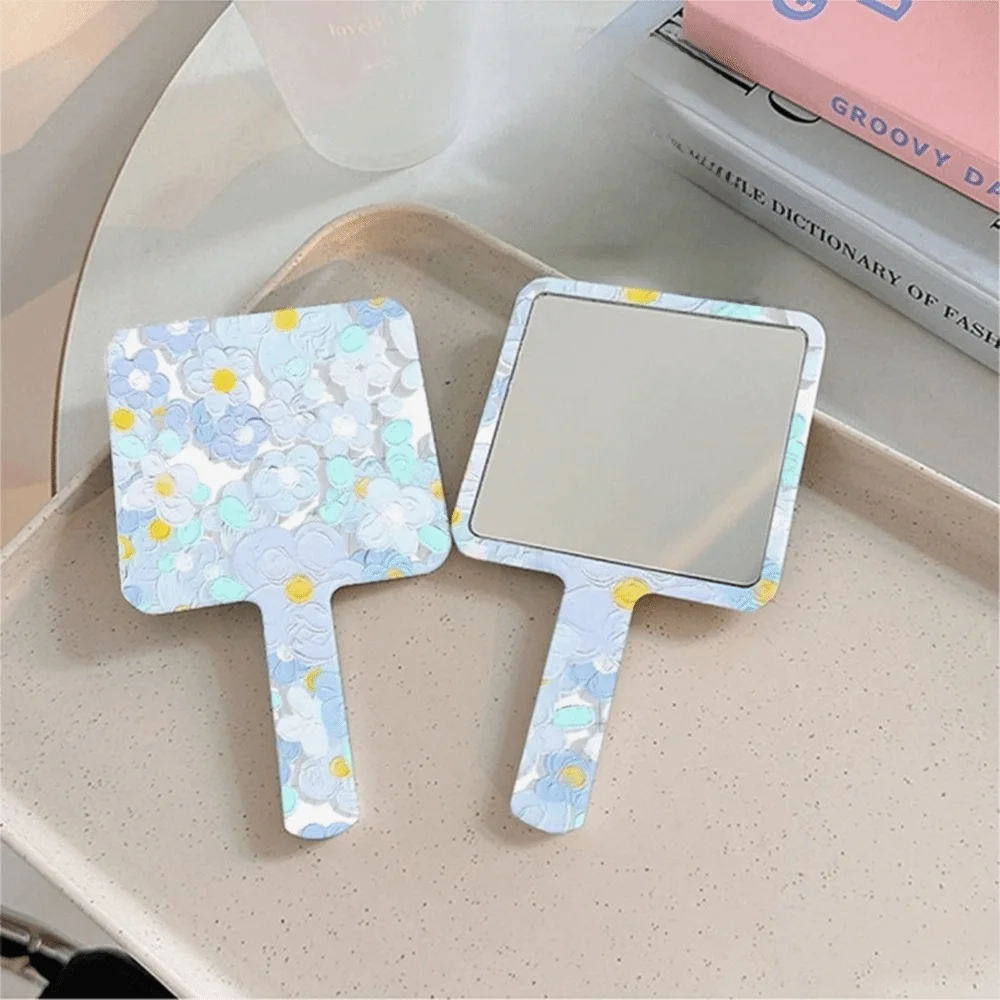 Adorable Hand-Held Make-Up Mirror Flower Creative Square Mirrors Square Ideal Makeup Tools Woman
