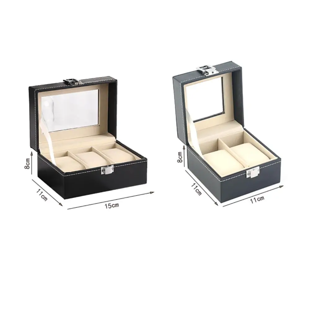 Luxury 2 3 Grid Watch Box Black Jewelry Storage Box Watch Display Box PU Leather Watch Storage Box