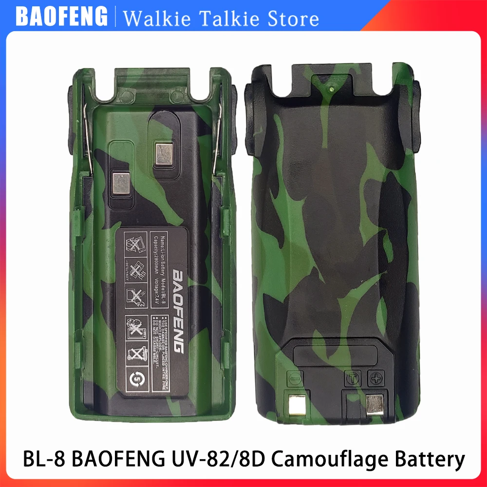 

1/2Pcs BL-8 Camouflage Walkie Talkie Battery For BAOFENG UV-82 UV-8D UV-82HP UV-89 UV-82HX Two Way Radios 2800mAh 7.4V Original