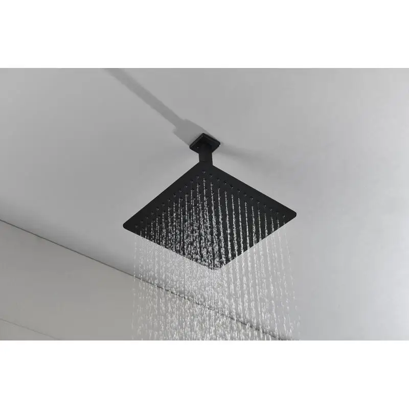 

16" Square Rain Shower Head Matte Black 304 SS Showerhead, High Flow, Easy Installation, Modern Bathroom Upgrade
