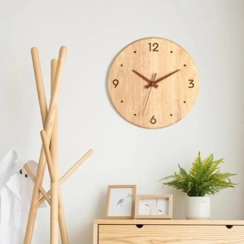 Simple Wooden Round Living Room Wall Clocks Modern Creative Silent Kitchen Wall Clocks Bedroom Luxury Art Home Decoration