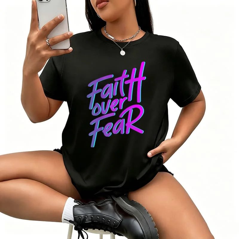 Fear Shirt, 90s Style Womens Christian.jpg Women's T-Shirt 100% Cotton Funny Graphic Short Sleeve Tee Novelty Shirt Casual Crew Neck Top S-17XL