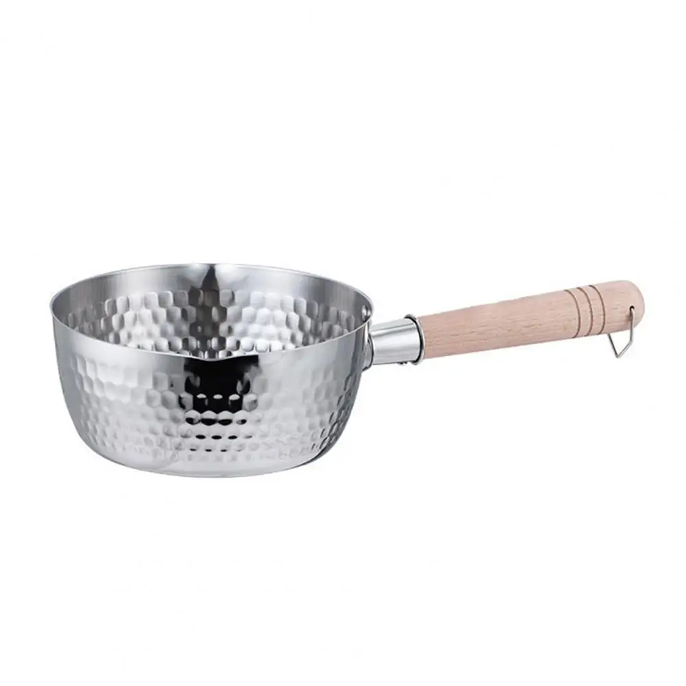 Yukihira Pan 201 Stainless Steel Fast Heat Conduction Physical Non-stick Reliable Japanese Saucepan with Wood Handle