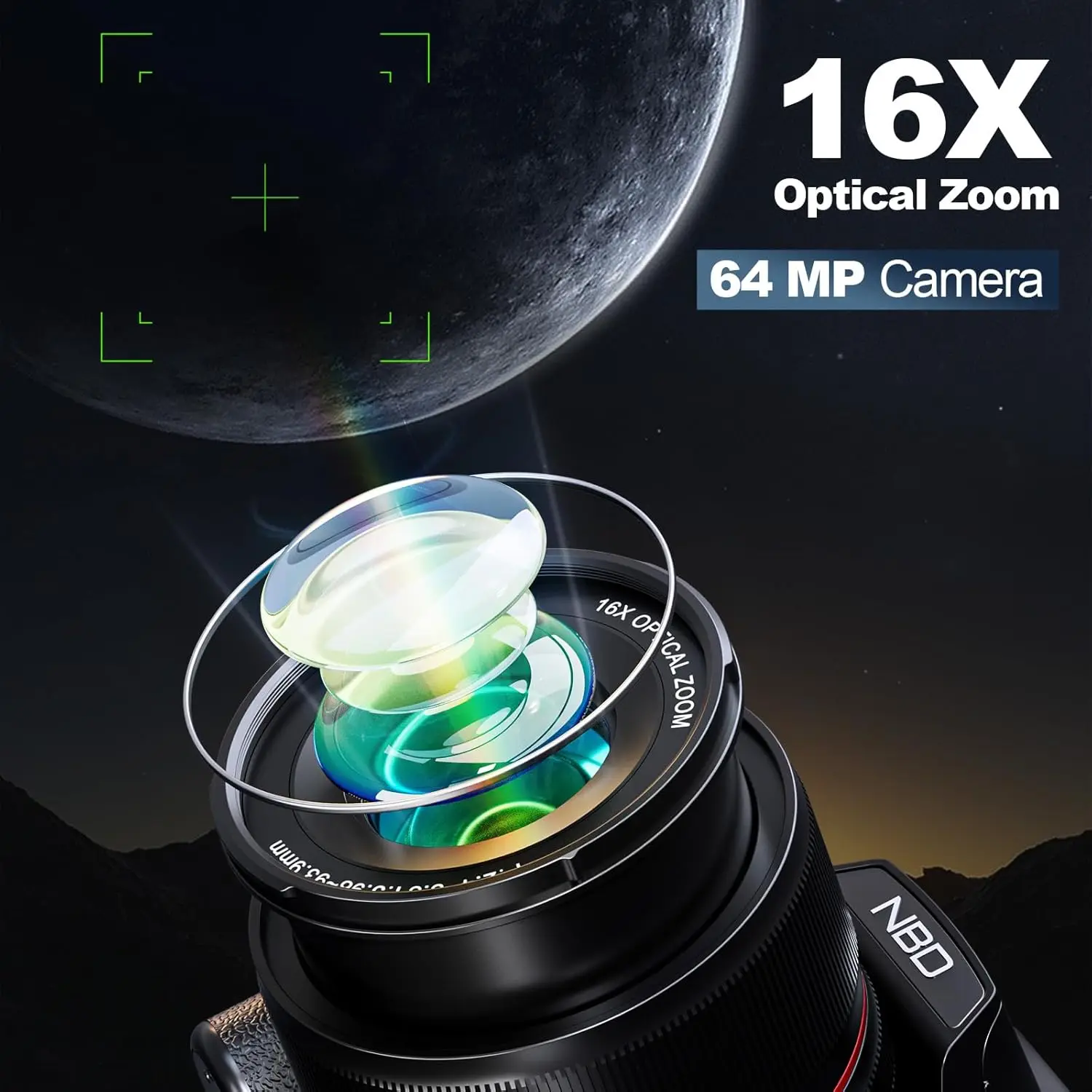 NBD 5K Digital Cameras for Photography 16X Optical Zoom Camera with WiFi & App Control, Vlogging Camera with 180°Flipable Screen