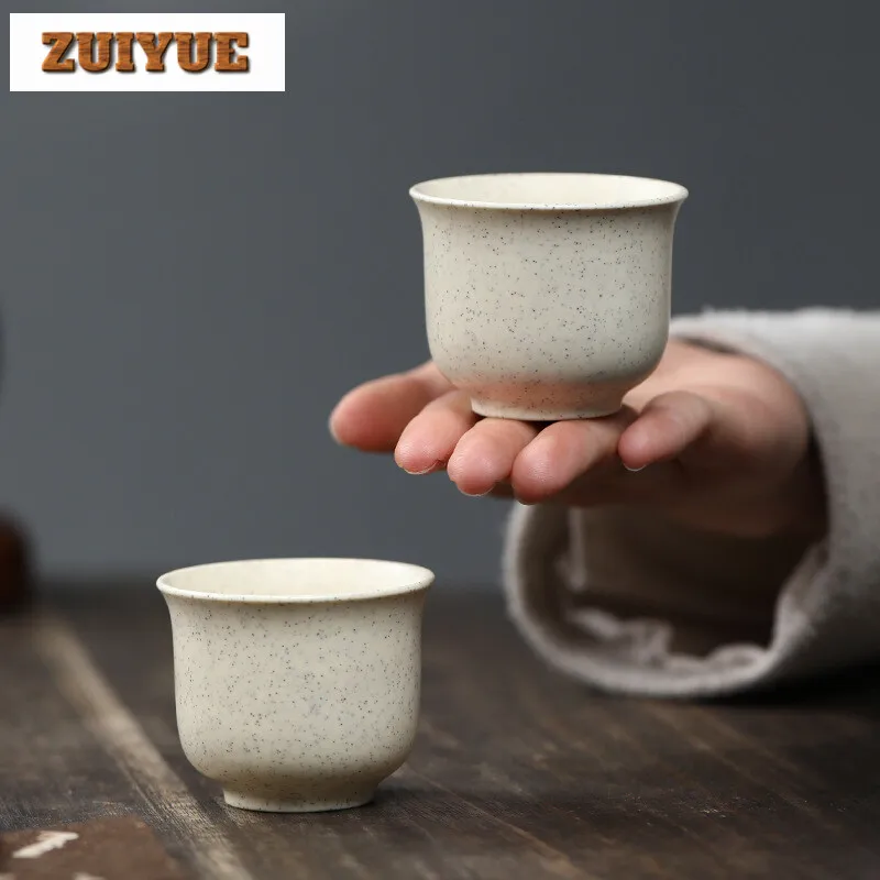 

2pc/set Boutique Zisha White Jade Section Mud Teacup Portable Tea Bowl Master Cup Handmade Purple Clay Tea Set Accessories 75ML