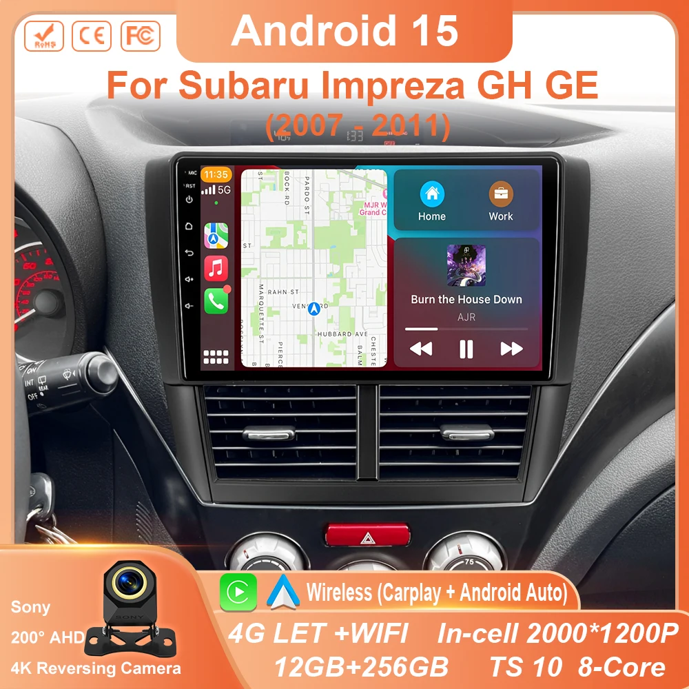 

Carplay Auto Android 15 For Subaru Impreza GH GE 2007 2008 2009 2010 2011 Car Radio Multimedia Player Stereo Head Unit 4G WiFi