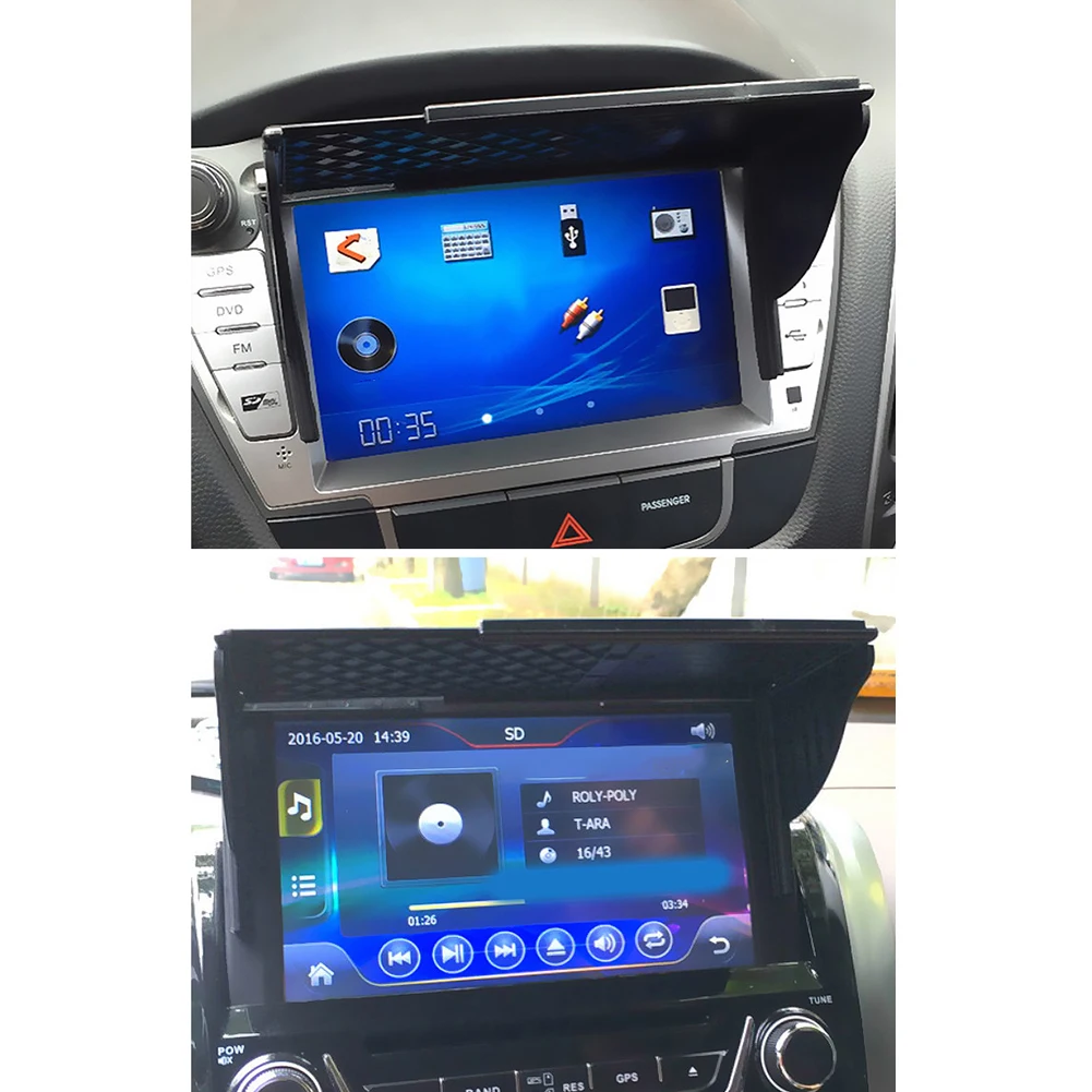 

Car Sunshade Visor Lens Hood Cover for GPS Navigation Systems with Adjustable Fit to Reduce Glare and Improve Screen Visibility