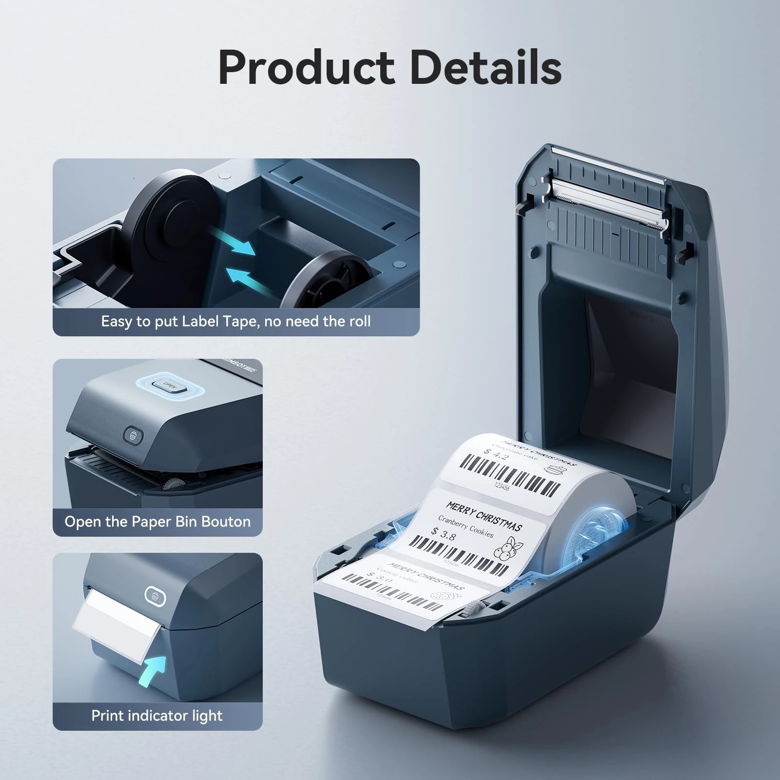 Niimbot K3 Desktop Label Printer Bluetooth Wireless Wifi USB 80mm Thermal Maker Shipping Barcode White Sticker Labeling Machine