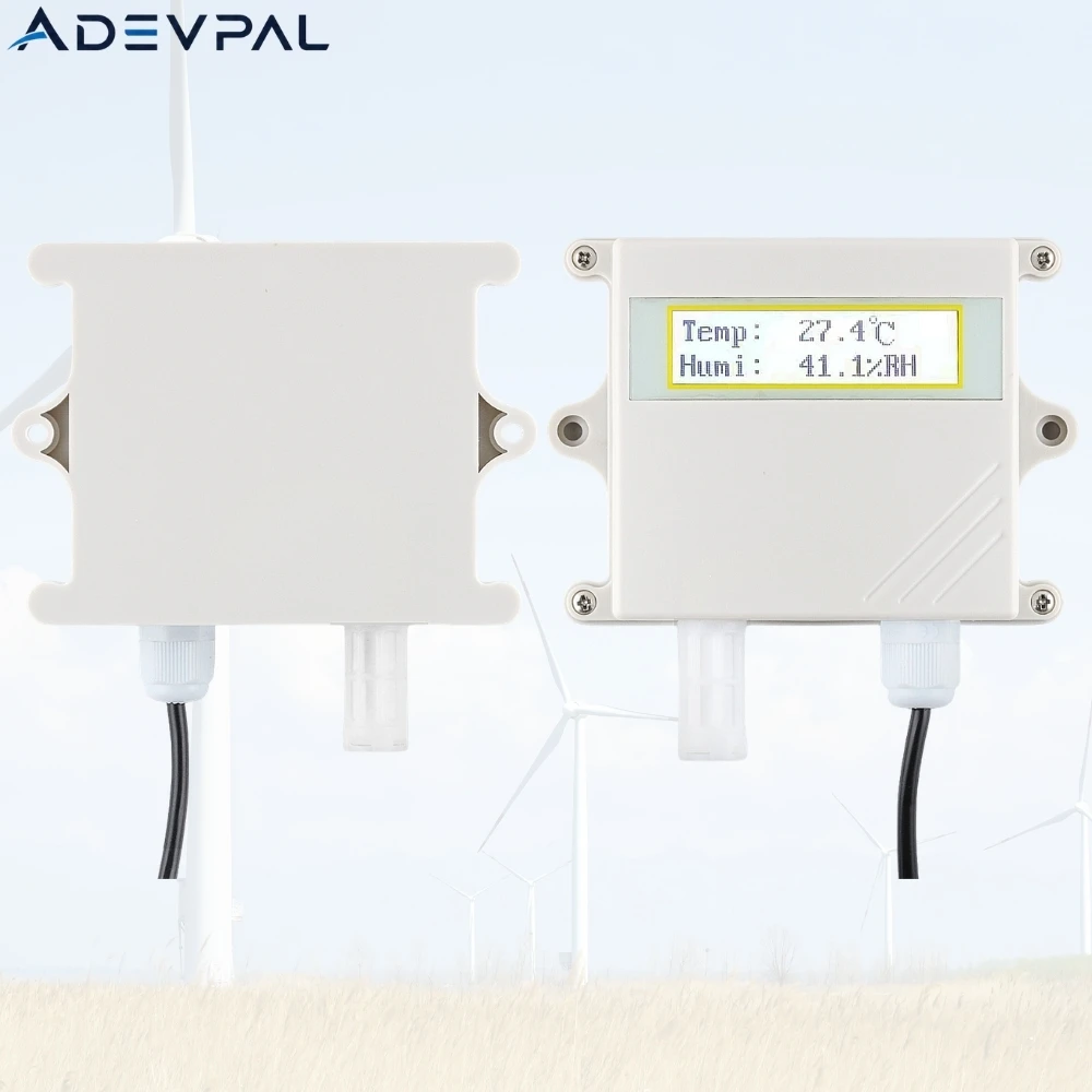 New LCD Digital Temperature and Humidity Sensor Wall‑mounted RS485 Analog High‑Precision Wide Voltage 1M Cable Waterproof Probe