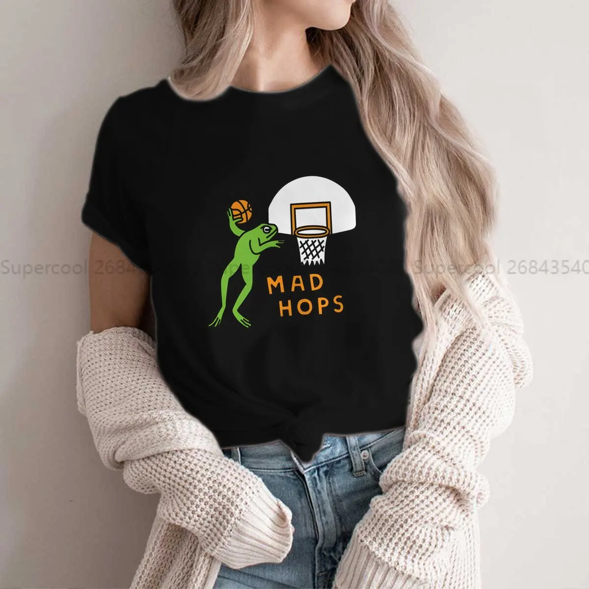 MAD HOPS Round Collar Polyester TShirt Basketball Sports Basic T Shirt Woman's Clothes