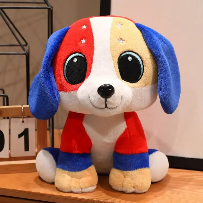 

Newest American Flag Seated Dog Doll Kawaii Stuffed Plush Toy Figure Cartoon Anime Cute Kids Birthday Holiday Gift Doll