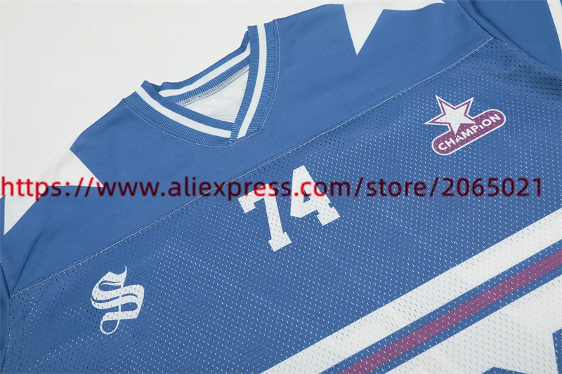 الصيف الأسود سانت تي شيرت الرجال النساء أفضل نوعية المحملة القمم عدد 74 الخامس الرقبة المتضخم شبكة تي شيرت