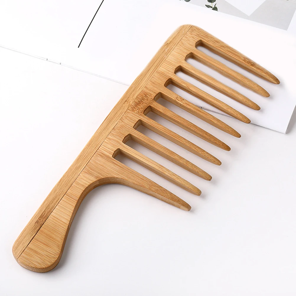 

Wide Tooth Bamboo Comb for Men Large Size Durable Professional Barber Combs Textured Pattern Retro Oil Grooming Tool Hair