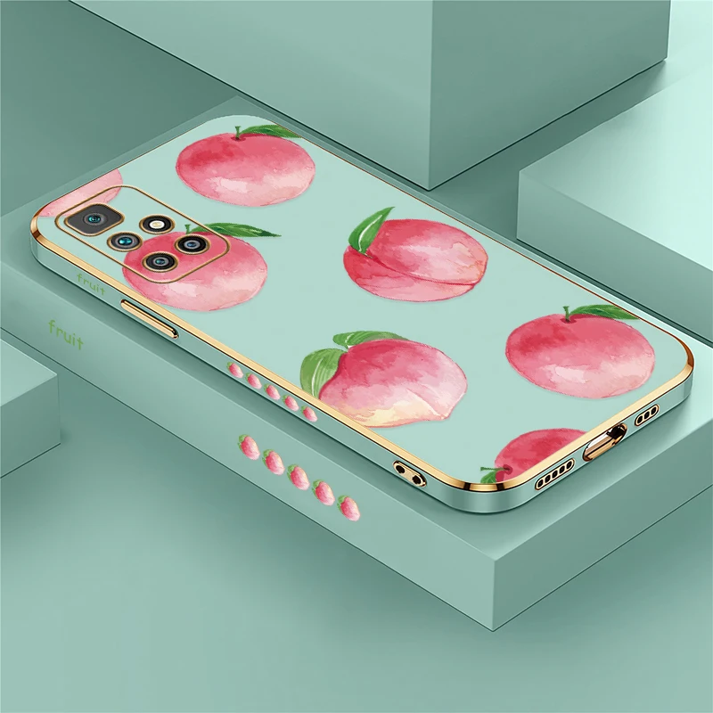 Funda de teléfono para Xiaomi Redmi 10X 4G 10C 10 5G 9A Sport 9AT 9T 9C NFC 10A 9 Prime, funda de silicona suave con estampado de fruta y melocotón