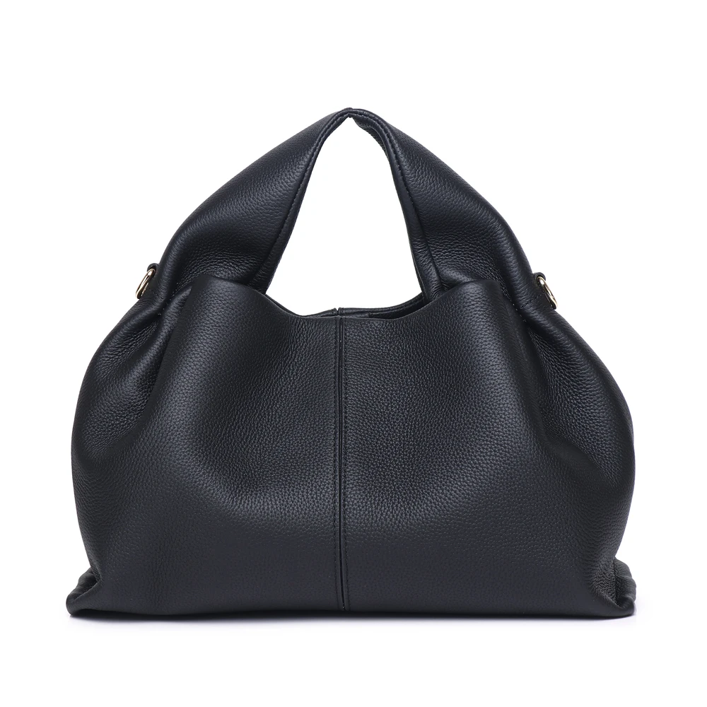 

Genuine Leather Women Fashion Shoulder Crossbody Large Clouds Bag Ladies Retro Handbag French Hundreds Pure Colour Lunchbox Bag