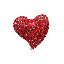 Shining Red Rhinestone Love Heart Brooches for Women Crystal Geometric Badge Lapel Pins Buckle Casual Party Accessories Gifts