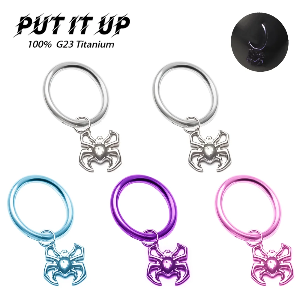 PUTITUP F136 Pendientes colgantes de araña pulida de aleación de titanio, colgantes disponibles para compra separada, joyería para Piercing corporal