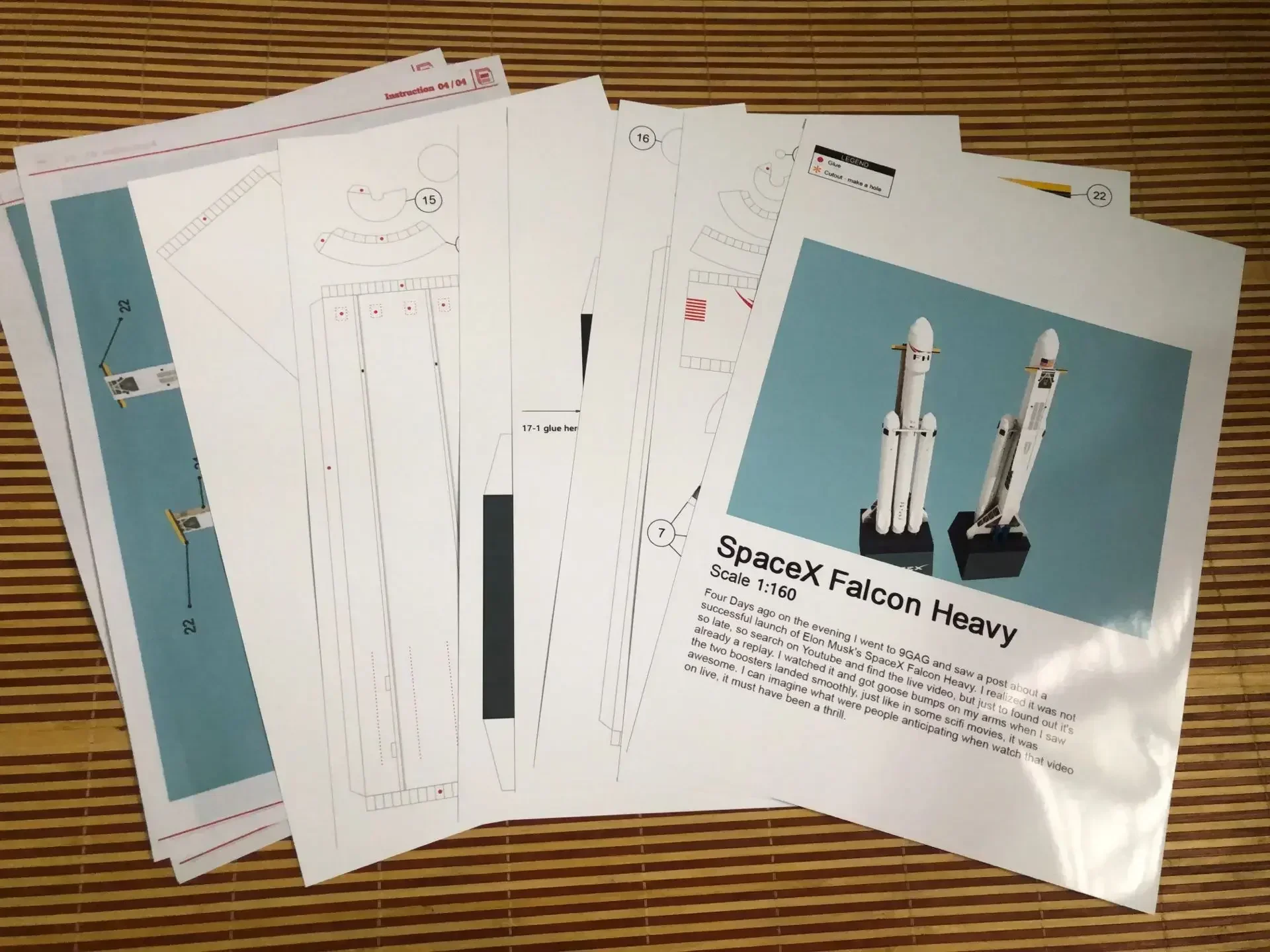 10 sztuk SpaceX Falcon ciężka rakieta DIY 3D karta papierowa Model zestaw do budowania zabawki budowlane zabawki edukacyjne dla dzieci Model wojskowy