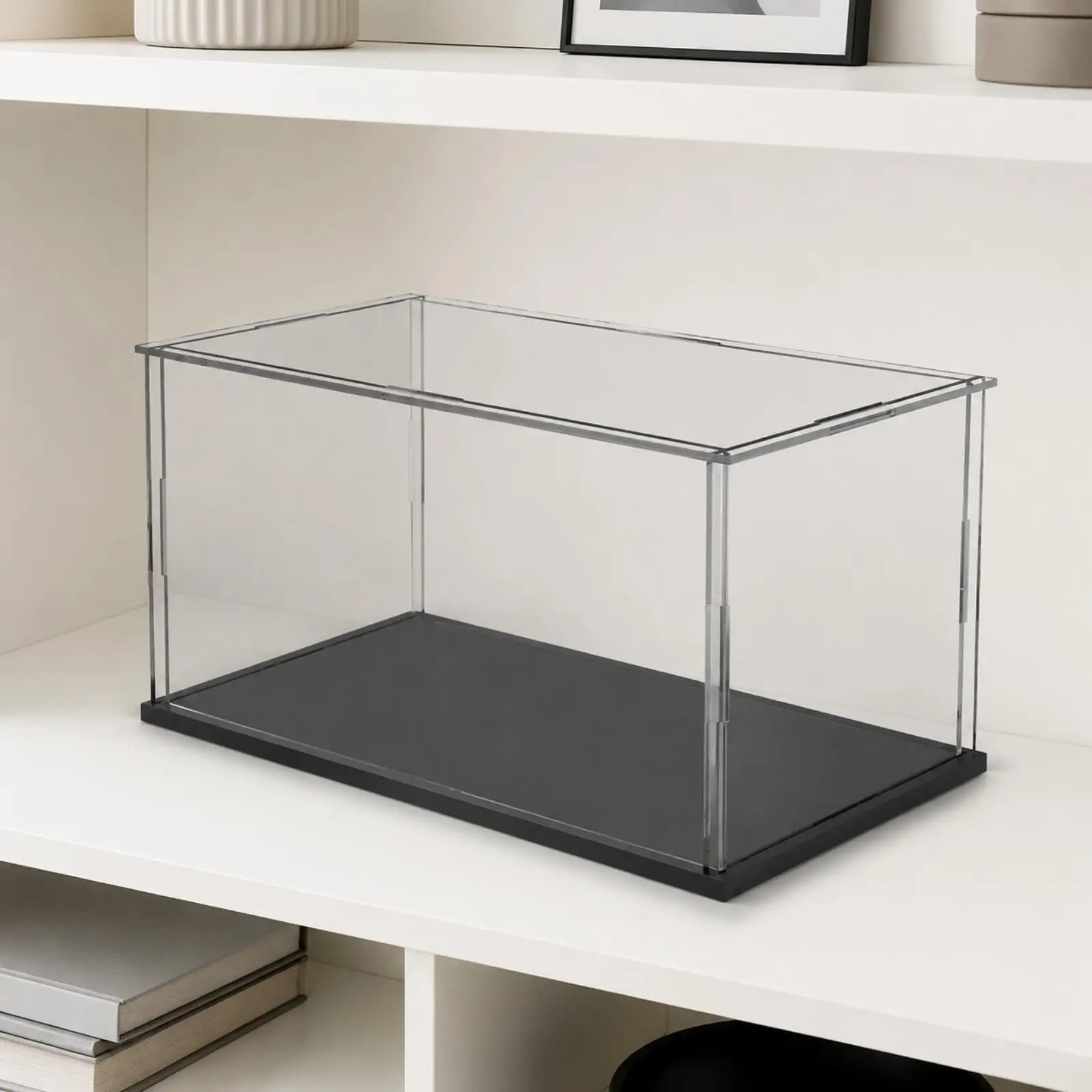 Dustproof Acrylic Display Case for Model Vehicle Hobby Showcase with Sturdy Base for Shelf Display