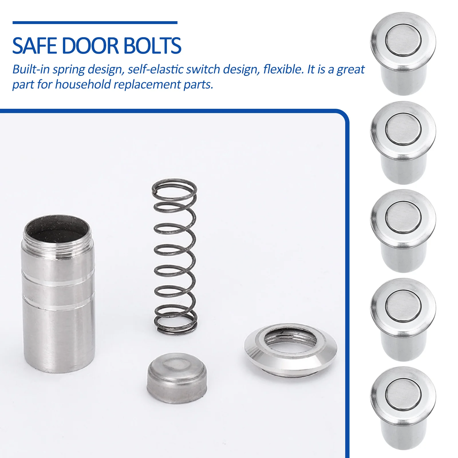 

5pcs Stainless Door Bolt Anti-Theft Security Latch Set For Home Door Window Bedroom Fence Garage Hardware Accessories