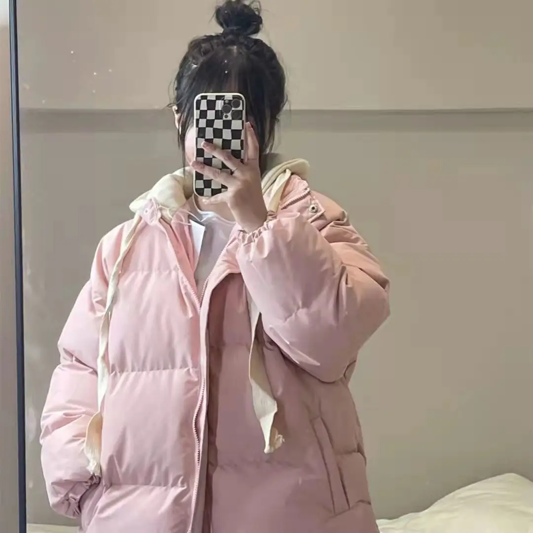 New Winter Thick Warm Fake Two Pieces Down Cotton Jacket Woman Parkas Overcoat Autumn Female Korean Loose Puffer Outerwear Black