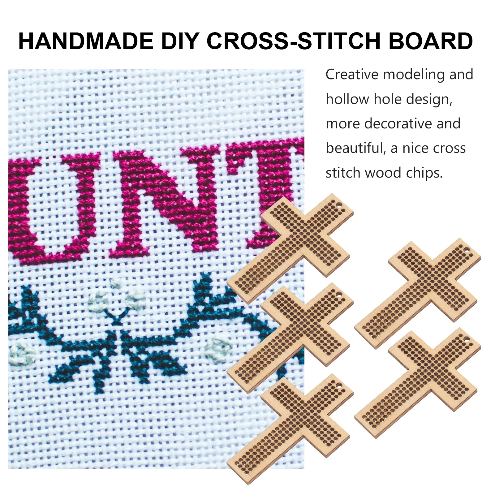 

5 Pcs Mini Cross Stitch Wood Chips Christmas Painting Decorations Embroidery Kit Pedant for Slices Hanging