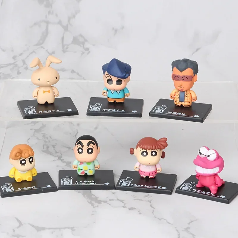 7 teile/satz 5CM BANDAI 2025 Anime Crayon Shin-chan kindergarten Kawaii Figur PVC Modell Spielzeug Puppe Sammeln ornamente Geschenke