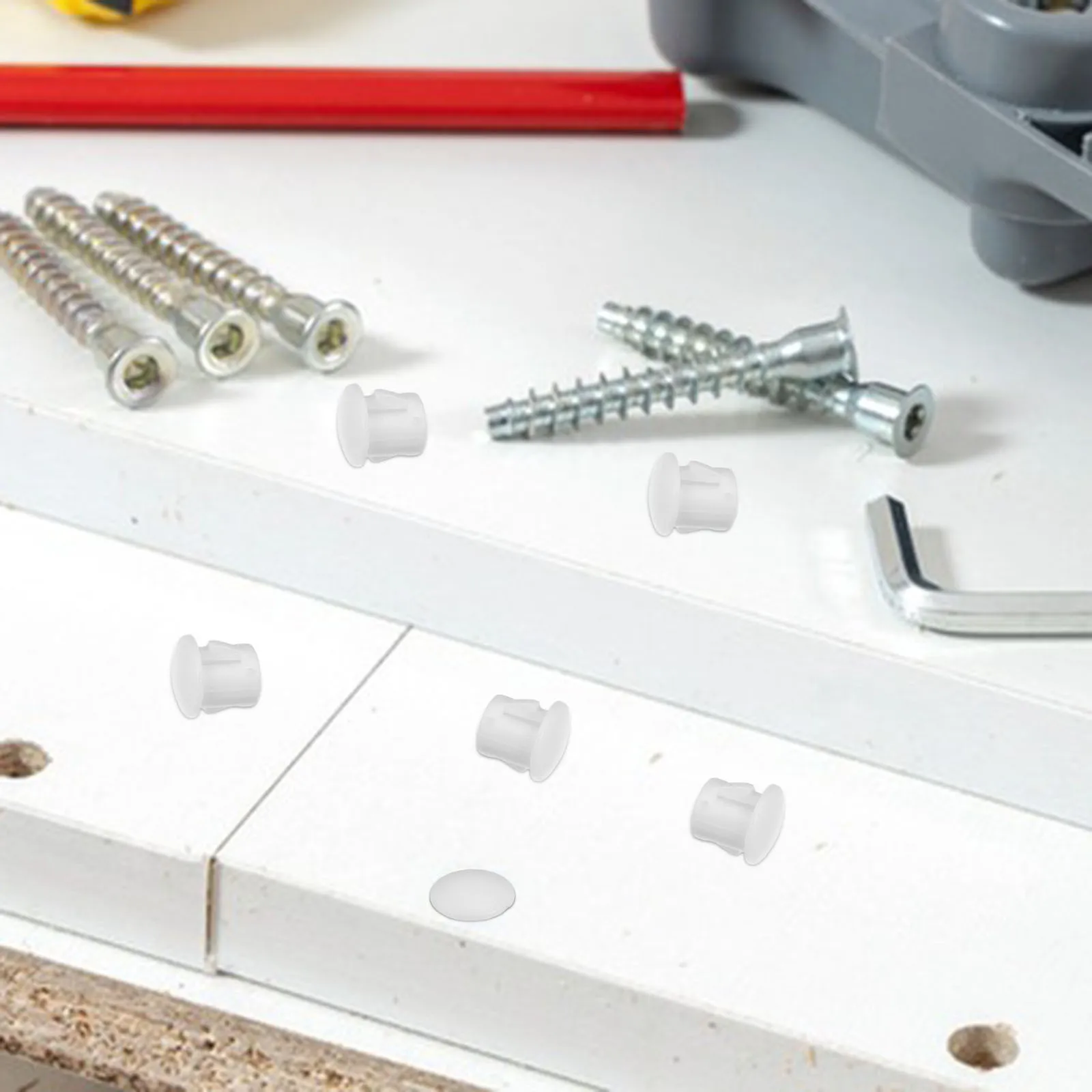 

100Pcs Hole Plug Caps Plastic Round Screw Hole Plugs for Furniture Cabinet Door Fixing Cover Decorative Filler Stopper End Caps