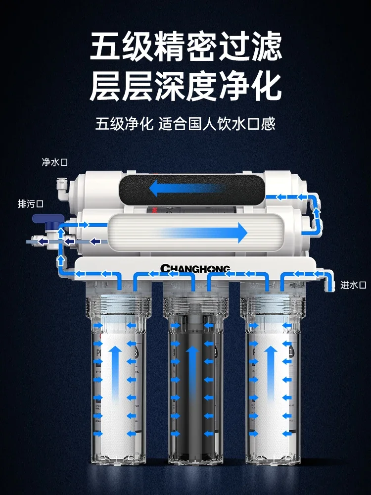 Changhong-Purificateur d'Eau Domestique Direct du Robinet, Filtre de Cuisine, Livraison Directe, en Cinq Étapes