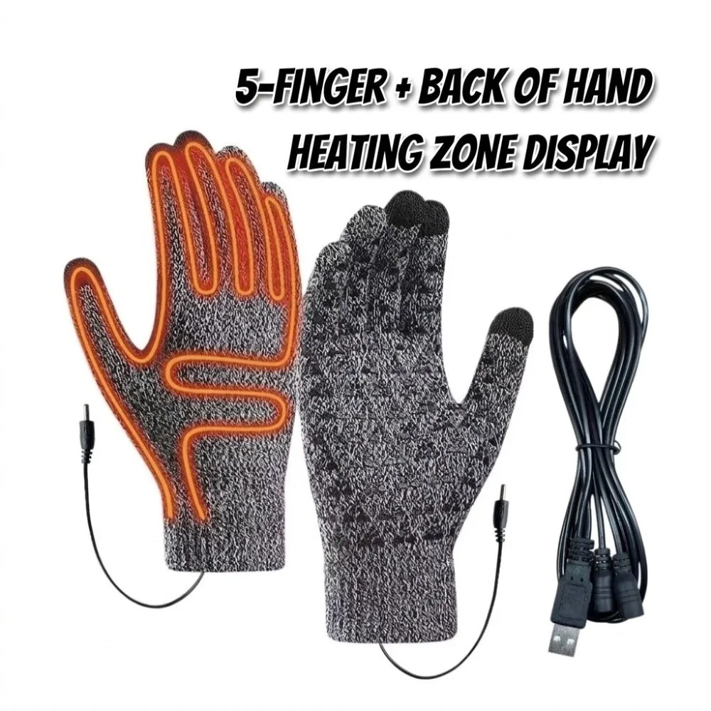 Windproof USB Electric Heating Gloves Anti Slip Touchscreen Men Finger Gloves Thickened Constant Temperature Hand Warmer Gloves