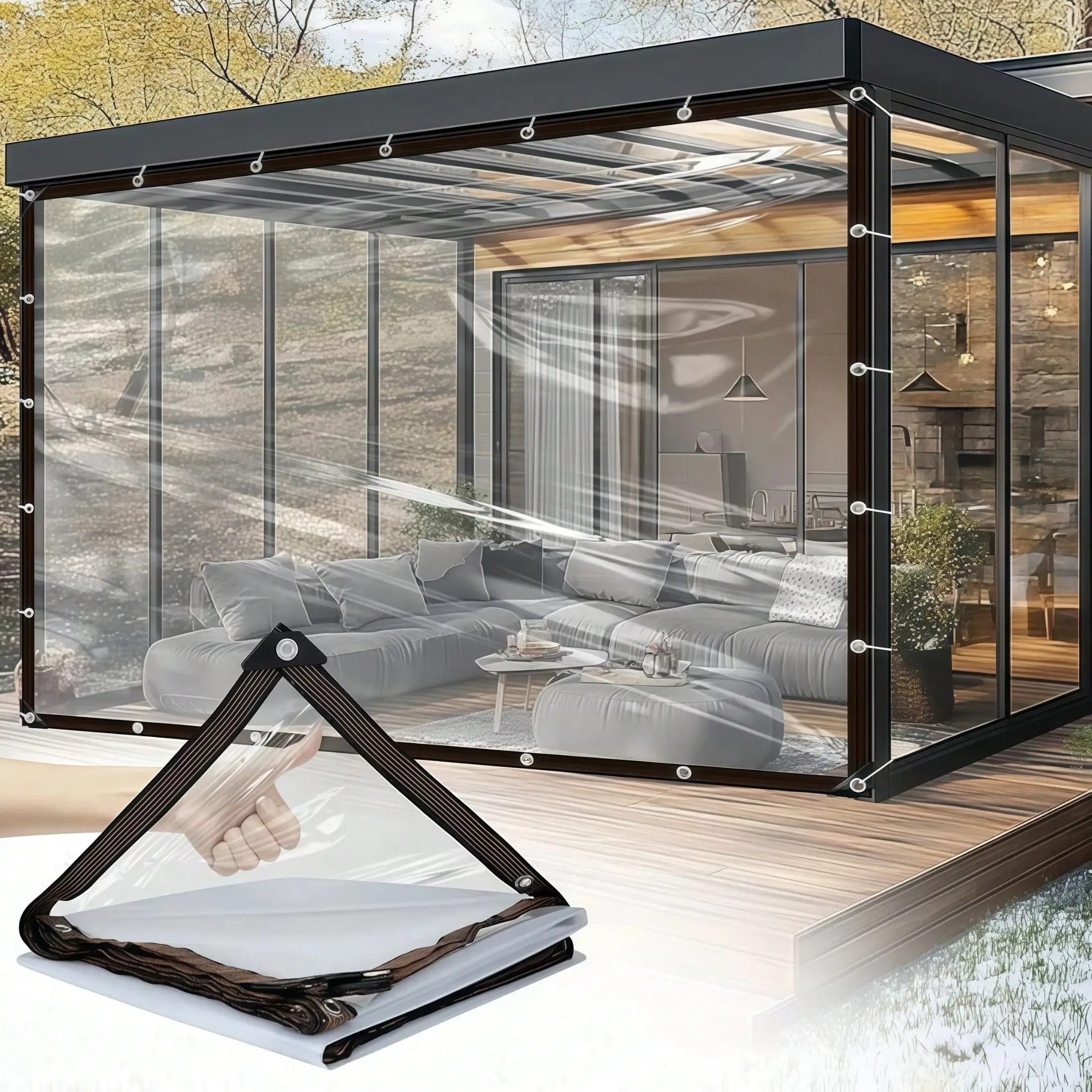 Lona transparente gruesa de 8x10 pies, impermeable, antistrappo, resistente al viento, lona de poliéster transparente para jardín, cubierta para plantas a prueba de nieve